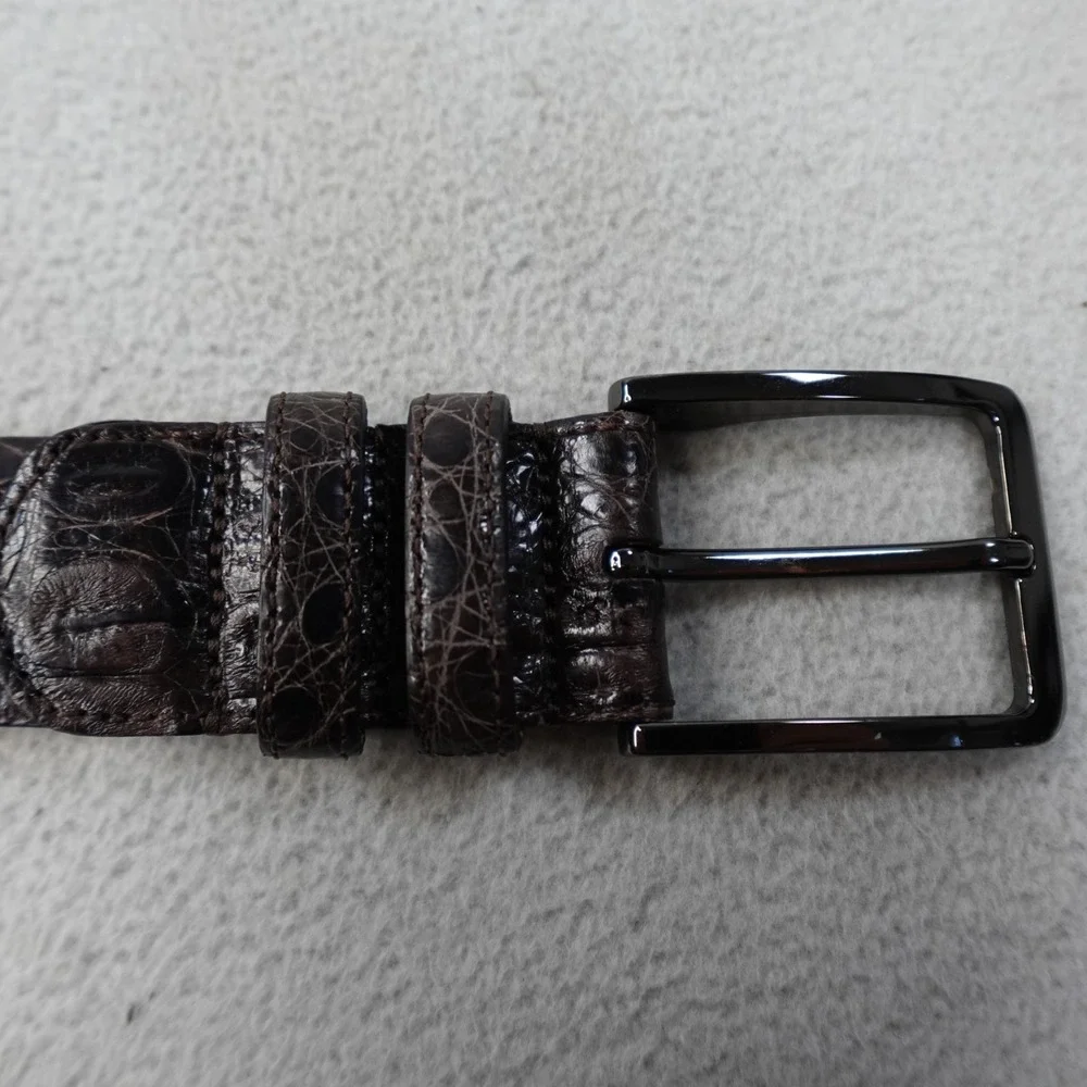 Mezlan Genuine Alligator Leather Belt Mens 42 Brown Made In Spain Luxury Dress